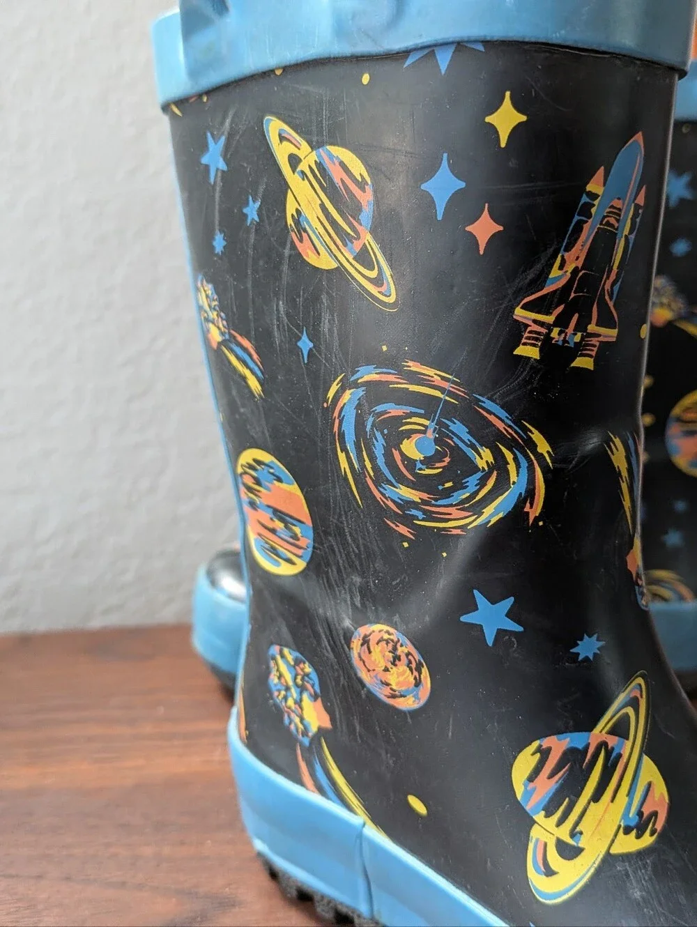Cat & Jack Blue Galaxy Space Kids Toddlers Rain Boots Size 6